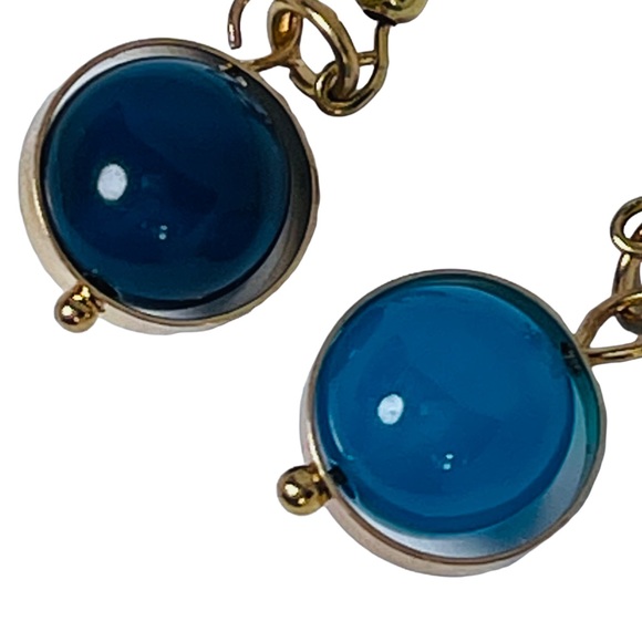 Blue crystal planet bead charm earrings NEW - Picture 2 of 5